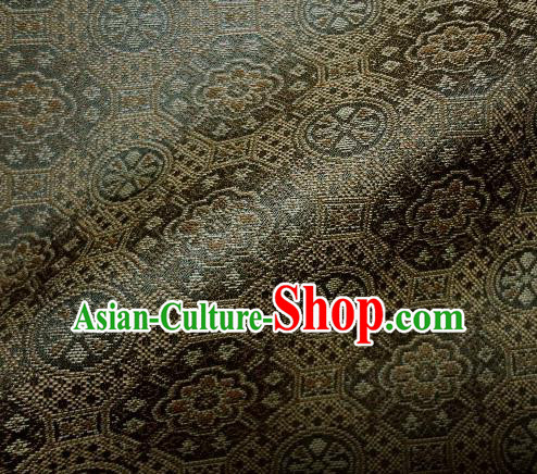 Japanese Traditional Kimono Classical Pattern Brown Brocade Asian Japan Satin Drapery Silk Fabric