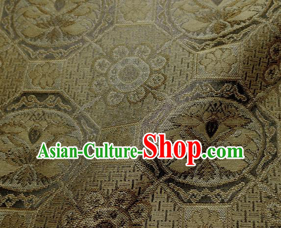 Japanese Traditional Kimono Classical Pattern Golden Brocade Asian Japan Satin Drapery Silk Fabric