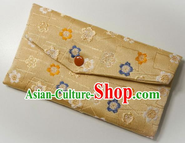 Japanese Traditional Golden Brocade Handbag Asian Japan Nishijin Satin Bags Wallet