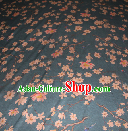 Chinese Traditional Cheongsam Classical Magnolia Pattern Navy Gambiered Guangdong Gauze Asian Satin Drapery Brocade Silk Fabric