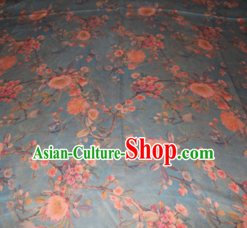 Chinese Traditional Cheongsam Classical Peach Flowers Pattern Navy Gambiered Guangdong Gauze Asian Satin Drapery Brocade Silk Fabric