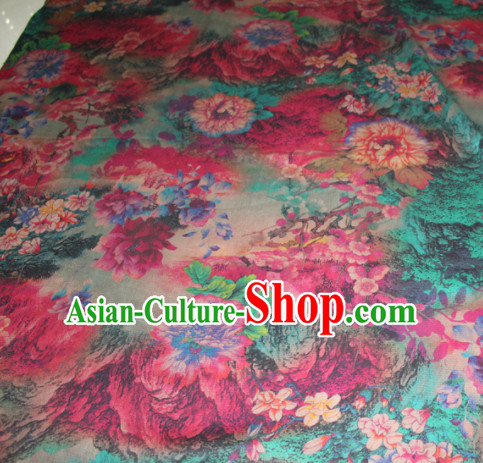 Chinese Traditional Cheongsam Classical Plum Peony Pattern Gambiered Guangdong Gauze Asian Satin Drapery Brocade Silk Fabric