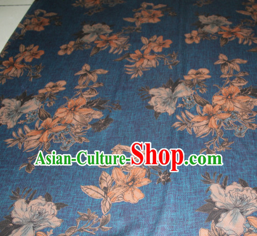 Chinese Traditional Cheongsam Classical Pattern Blue Gambiered Guangdong Gauze Asian Satin Drapery Brocade Silk Fabric