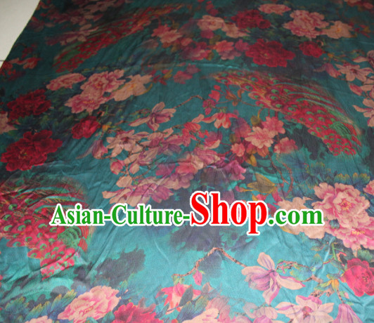 Chinese Traditional Cheongsam Classical Magnolia Peony Pattern Green Gambiered Guangdong Gauze Asian Satin Drapery Brocade Silk Fabric