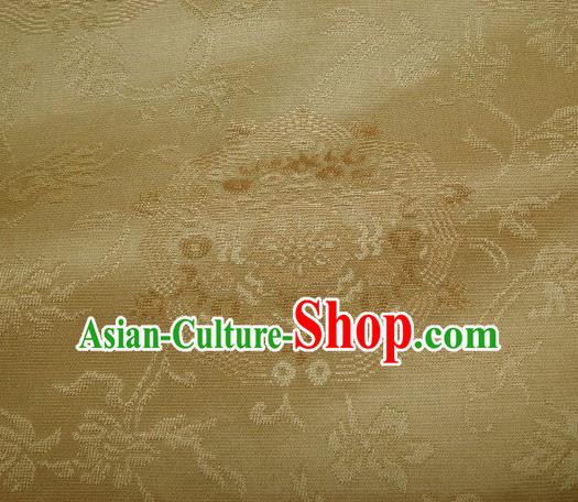 Japanese Traditional Kimono Classical Pattern Golden Brocade Damask Asian Japan Nishijin Satin Drapery Silk Fabric