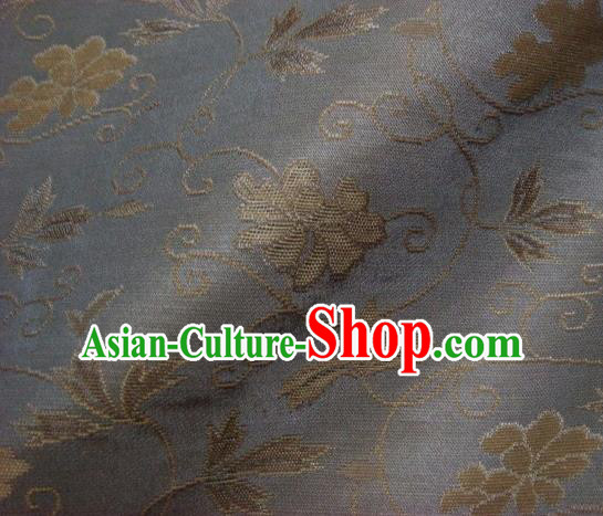 Japanese Traditional Kimono Classical Twine Pattern Grey Brocade Damask Asian Japan Nishijin Satin Drapery Silk Fabric