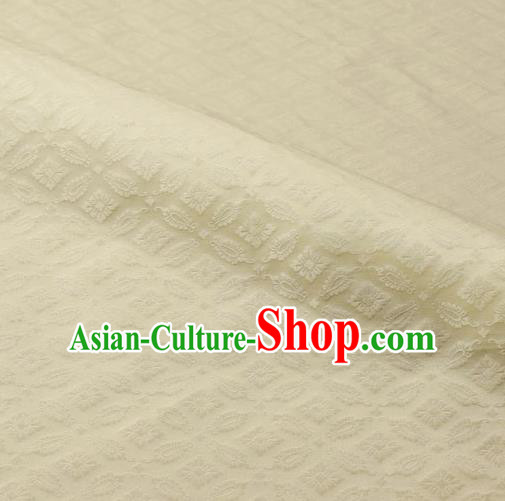 Japanese Traditional Kimono Classical Pattern Beige Brocade Damask Asian Japan Nishijin Satin Drapery Silk Fabric