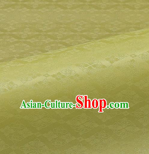 Japanese Traditional Kimono Classical Rhomboids Pattern Yellow Brocade Damask Asian Japan Nishijin Satin Drapery Silk Fabric