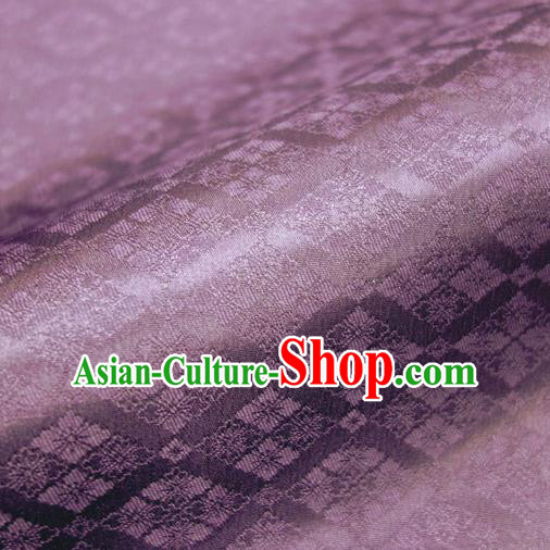 Japanese Traditional Kimono Classical Rhomboids Pattern Purple Brocade Damask Asian Japan Nishijin Satin Drapery Silk Fabric