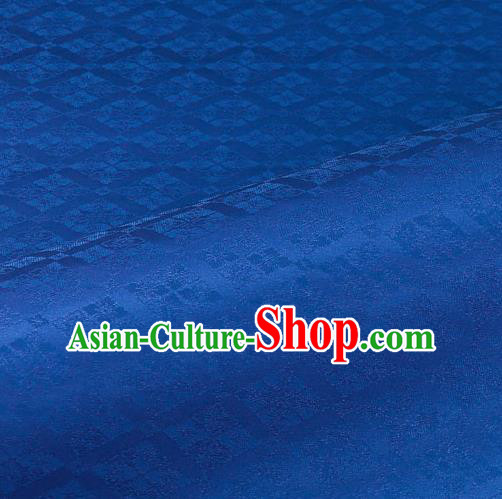 Japanese Traditional Kimono Classical Rhomboids Pattern Royalblue Brocade Damask Asian Japan Nishijin Satin Drapery Silk Fabric