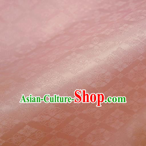 Japanese Traditional Kimono Classical Rhomboids Pattern Light Pink Brocade Damask Asian Japan Nishijin Satin Drapery Silk Fabric