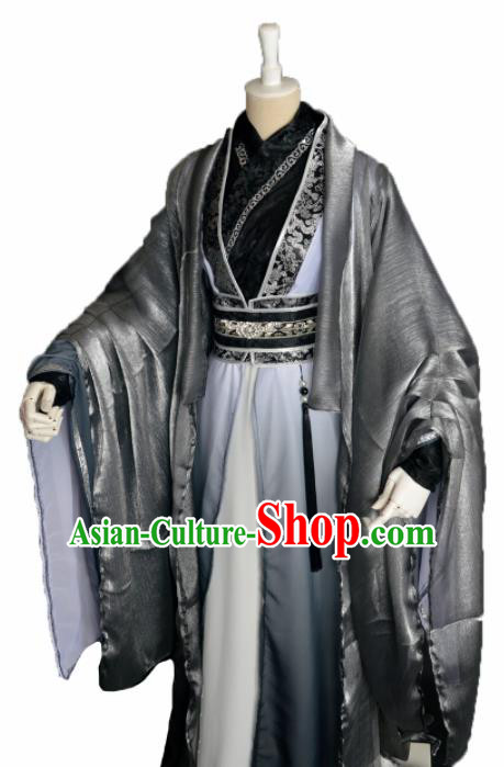 Customized Chinese Cosplay Swordsman Costume Ancient Royal Highness Black Clothing for Men