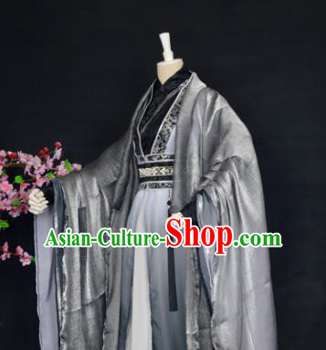 Customized Chinese Cosplay Swordsman Costume Ancient Royal Highness Black Clothing for Men