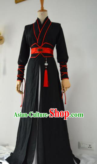 Customized Chinese Traditional Cosplay Swordsman Black Costume Ancient Drama Childe Prince Clothing for Men