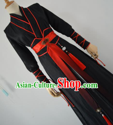 Customized Chinese Traditional Cosplay Swordsman Black Costume Ancient Drama Childe Prince Clothing for Men