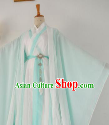 Chinese Customized Traditional Cosplay Taoist Green Costume Ancient Drama Childe Swordsman Clothing for Men