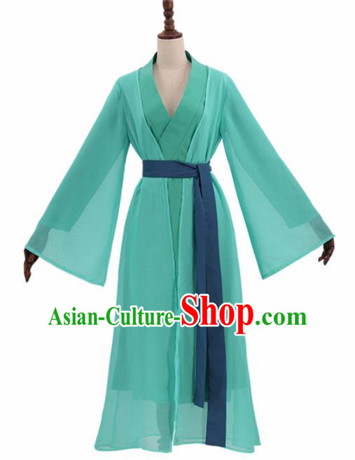 Chinese Cosplay Customized Costume Ancient Film Green Snake Swordswoman Dress for Women