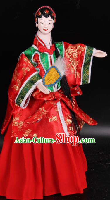 Traditional Chinese Handmade Red Beauty Puppet Marionette Puppets String Puppet Wooden Image Arts Collectibles