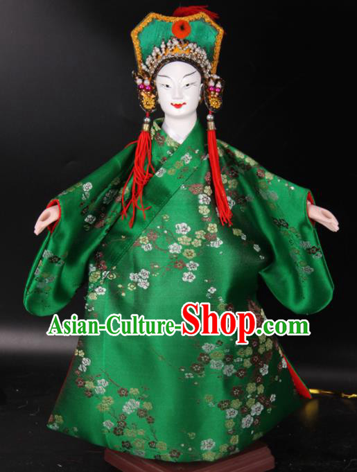 Traditional Chinese Handmade Green Robe Niche Puppet Marionette Puppets String Puppet Wooden Image Arts Collectibles