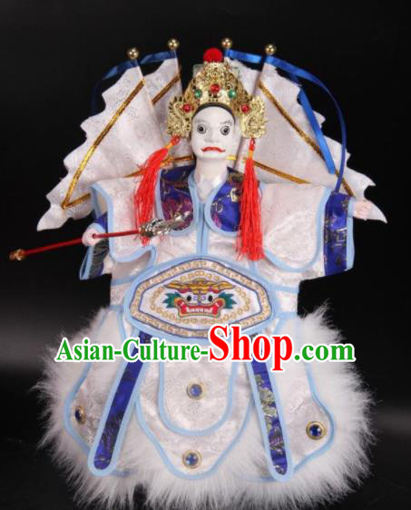 Traditional Chinese Handmade White Armor Takefu Puppet Marionette Puppets String Puppet Wooden Image Arts Collectibles