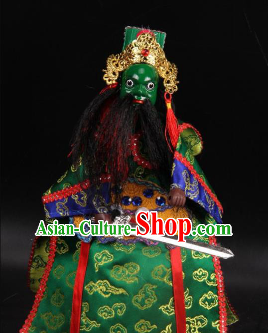 Traditional Chinese Handmade General Green Marionette Puppets Old Men Puppet String Puppet Wooden Image Arts Collectibles