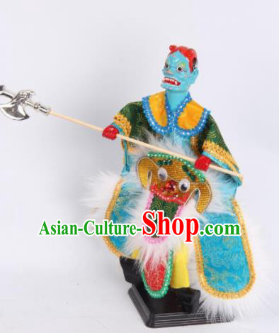 Traditional Chinese Handmade Green Clothing Takefu Puppet Marionette Puppets String Puppet Wooden Image Arts Collectibles