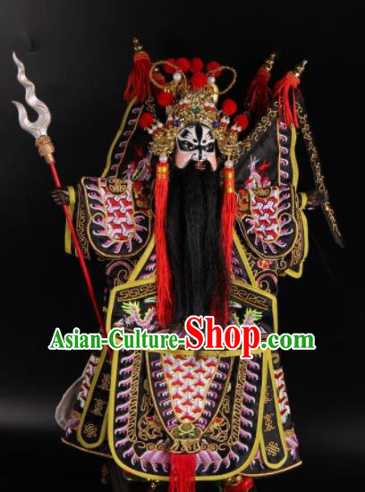 Traditional Chinese Handmade Pink Armor Zhang Fei Puppet Marionette Puppets String Puppet Wooden Image Arts Collectibles