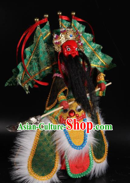 Traditional Chinese Handmade Green Armor General Puppet Marionette Puppets String Puppet Wooden Image Arts Collectibles