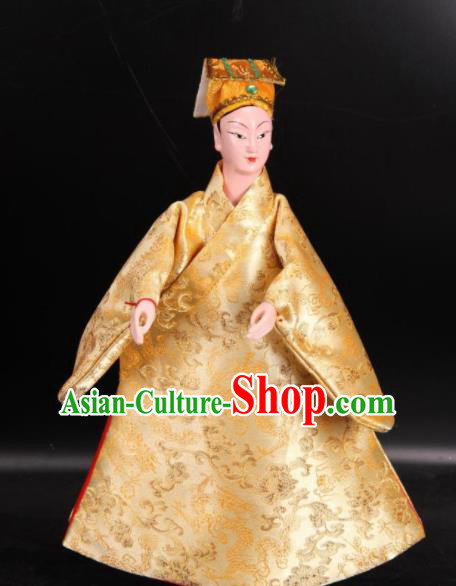 Traditional Chinese Handmade Golden Robe Gifted Scholar Puppet Marionette Puppets String Puppet Wooden Image Arts Collectibles