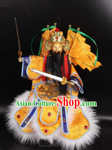 Traditional Chinese Handmade Yellow Clothing Takefu Puppet Marionette Puppets String Puppet Wooden Image Arts Collectibles