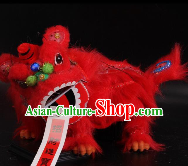 Traditional Chinese Handmade Red Lion Puppet Marionette Puppets String Puppet Wooden Image Arts Collectibles