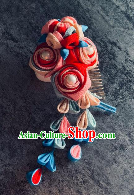 Japanese Traditional Hair Accessories Asian Japan Rose Hair Comb for Women