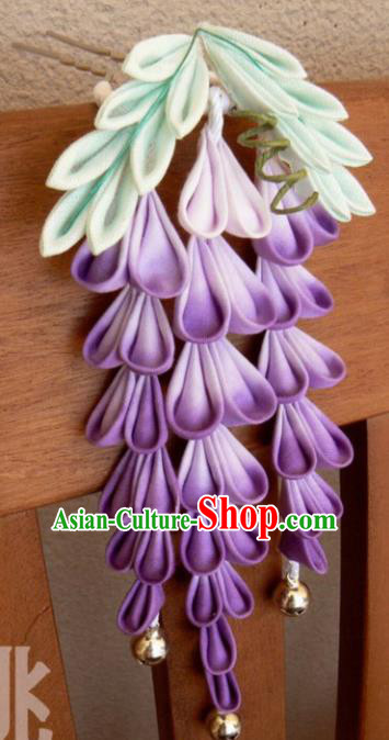 Japanese Traditional Hair Accessories Asian Japan Geisha Purple Wisteria Hairpins for Women