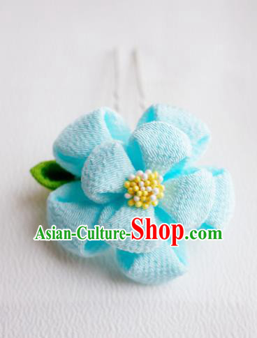 Asian Japan Traditional Geisha Blue Sakura Little Hairpins Japanese Kimono Hair Accessories for Women