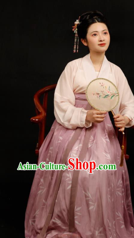 Chinese Traditional Song Dynasty Aristocratic Mistress Hanfu Dress Ancient Drama Nobility Silk Replica Costumes for Women