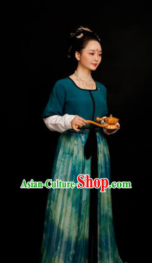 Chinese Traditional Tang Dynasty Palace Maidservant Hanfu Dress Ancient Drama Court Lady Replica Costumes for Women