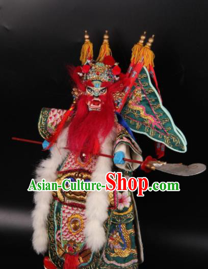 Traditional Chinese Handmade Green Clothing General Puppet Marionette Puppets String Puppet Wooden Image Arts Collectibles