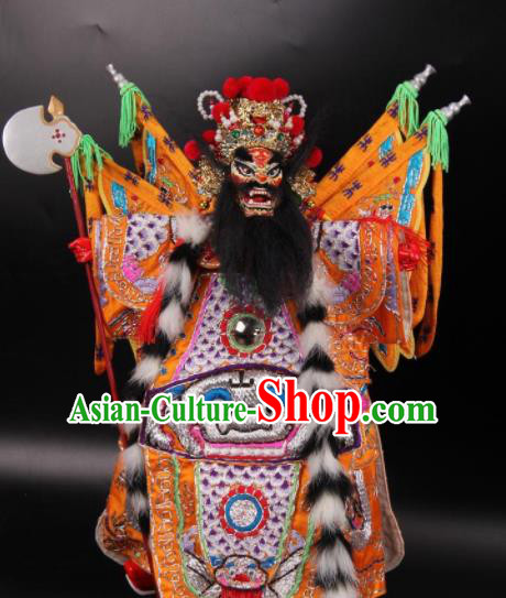 Traditional Chinese Handmade Yellow Clothing General Puppet Marionette Puppets String Puppet Wooden Image Arts Collectibles