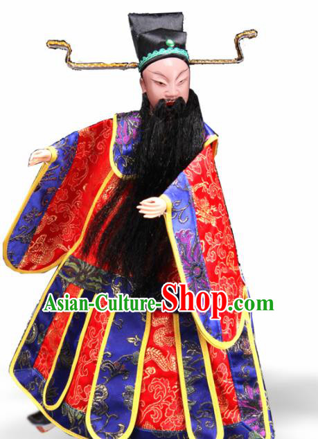 Traditional Chinese Handmade Red Clothing Prime Minister Puppet Marionette Puppets String Puppet Wooden Image Arts Collectibles