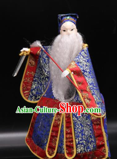 Traditional Chinese Handmade Blue Clothing Taoist Priest Puppet Marionette Puppets String Puppet Wooden Image Arts Collectibles