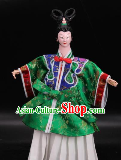 Traditional Chinese Handmade Green Dress Peri Puppet Marionette Puppets String Puppet Wooden Image Arts Collectibles