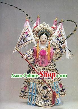 Chinese Traditional Female General Mu Guiying Marionette Puppets Handmade Puppet String Puppet Wooden Image Arts Collectibles