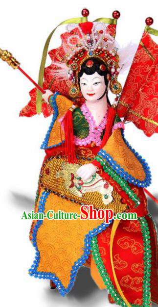 Traditional Chinese General Mu Guiying Marionette Puppets Handmade Puppet String Puppet Wooden Image Arts Collectibles