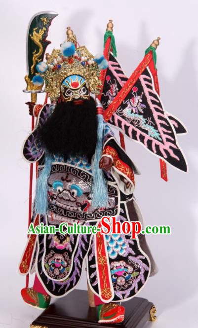 Traditional Chinese Black General Zhou Cang Marionette Puppets Handmade Puppet String Puppet Wooden Image Arts Collectibles