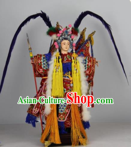 Traditional Chinese Swordswoman Mu Guiying Marionette Puppets Handmade Puppet String Puppet Wooden Image Arts Collectibles