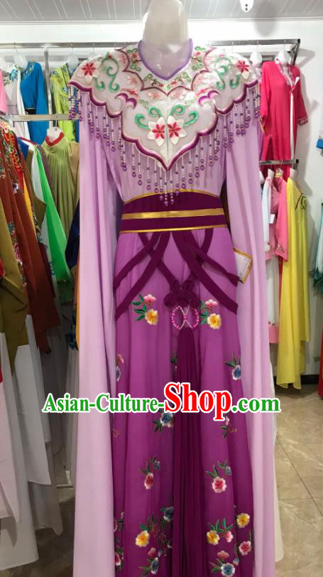 Traditional Chinese Handmade Beijing Opera Diva Costumes Ancient Peri Princess Purple Dress for Women