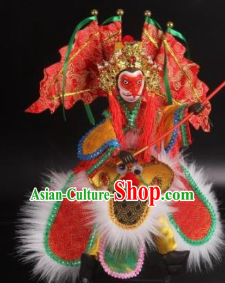 Traditional Chinese Red Sun Wukong Marionette Puppets Handmade Puppet String Puppet Wooden Image Arts Collectibles