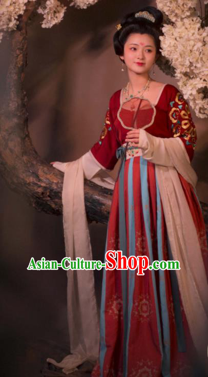 Chinese Traditional Tang Dynasty Court Concubine Hanfu Dress Ancient Imperial Consort Replica Costumes for Women