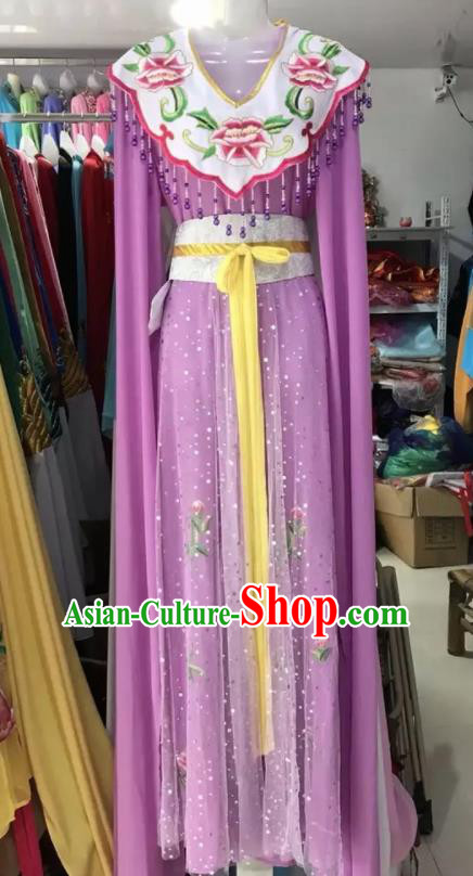 Traditional Chinese Handmade Beijing Opera Lin Daiyu Costumes Ancient Peri Princess Purple Dress for Women