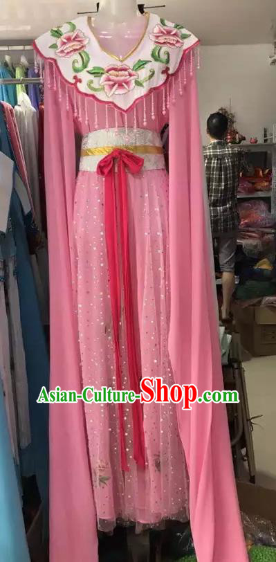 Traditional Chinese Handmade Beijing Opera Lin Daiyu Costumes Ancient Peri Princess Pink Dress for Women
